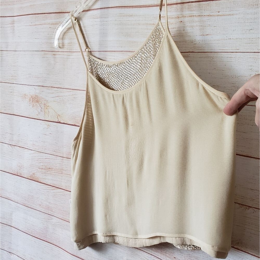 MLV Sequin/Pearl Embellished Camisole Top in Natural/Tan - Picture 8 of 12